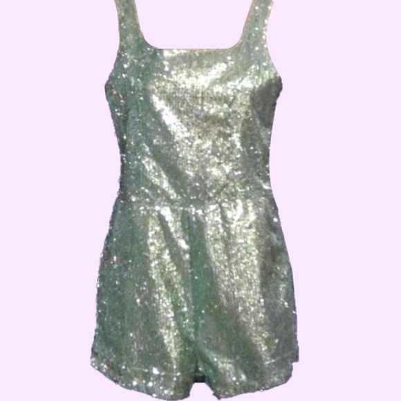 Mint Pandora RoMpER SEqUiN PLAySuiT Shorts Jumper - Picture 7 of 8
